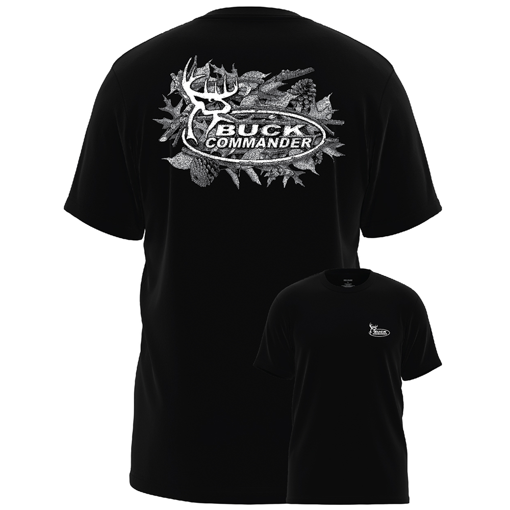 Buck Commander Sticks and Leaves Logo Black Tee